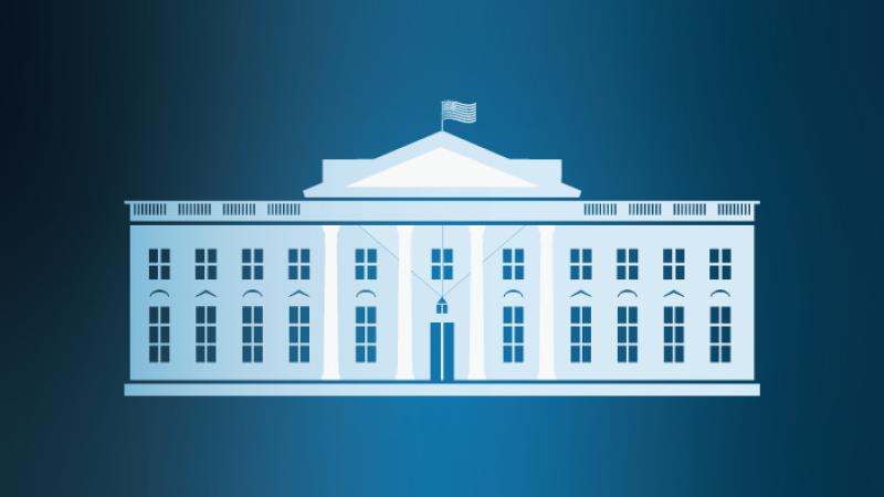 Graphic of White House on dark blue background